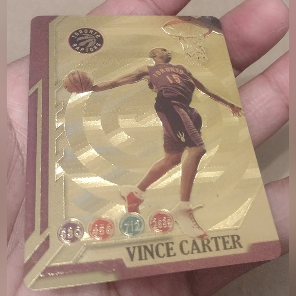 VINCE CARTER 24K GOLD COATED VINTAGE RAPTORS ALL-STARS BASKETBALL CARD WITH COA! - Picture 5 of 16